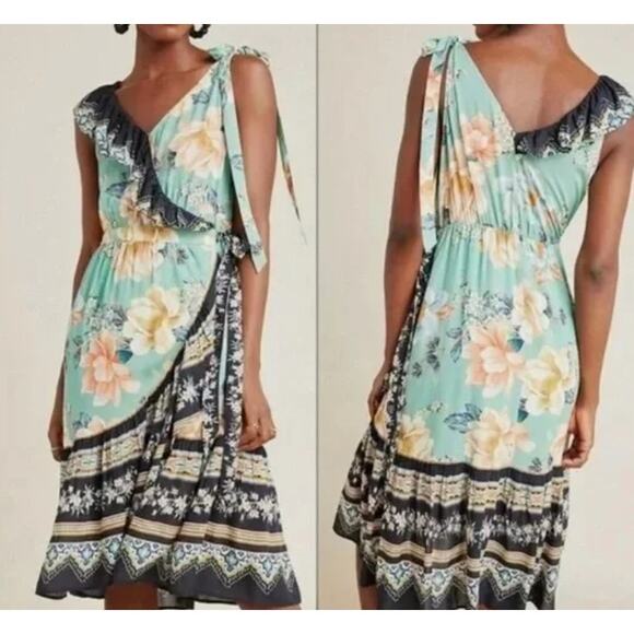 Farm Rio for Anthropologie Monica Wrap Dress L - Picture 9 of 9